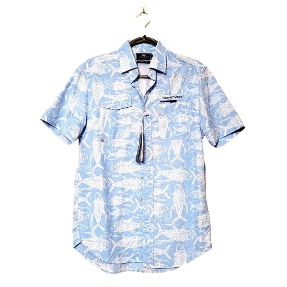 Vineyard Vines Mens Shirt Blue XS Harbor Performance Short Sleeve Button Up New